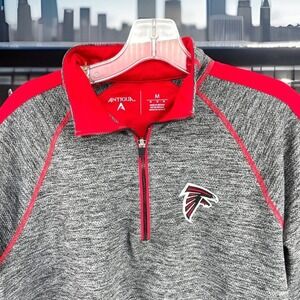 Atlanta Falcons NFL 1/4 Zip Pullover Gray Red Mens Medium Antigua‎ Activewear